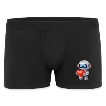 Roboter mit Herz - Männer Boxer Shorts - Schwarz - Vorne