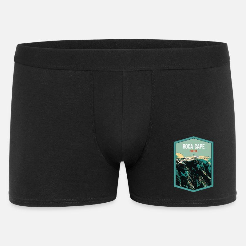 Illustration Cap de Roca, Lighthouse, Portugal - Men's Boxer Shorts - black