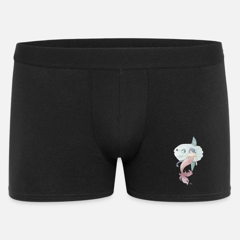 Freunde der See – Meerjungfrau mit Mondfisch - Männer Boxer Shorts - Schwarz