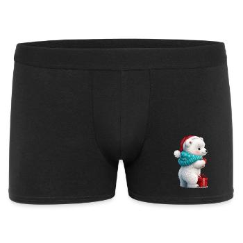 Petit ours mignon avec chapeau de Noël et cadeau. - Boxer Homme - noir - Devant