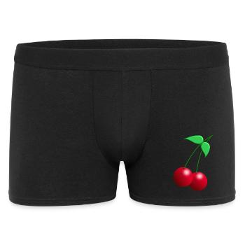Zwillings Kirschen mit Blättern - Männer Boxer Shorts - Schwarz - Vorne