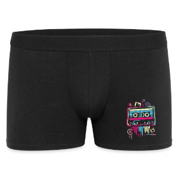 Retro Kassetten-Design – Bunte 80s & 90s Vintage - Männer Boxer Shorts - Schwarz - Vorne
