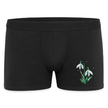 Zwei Schneeglöckchen mit Marienkäfern - Männer Boxer Shorts - Schwarz - Vorne