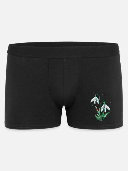 Two snowdrops with ladybugs - Men's Boxer Shorts - black