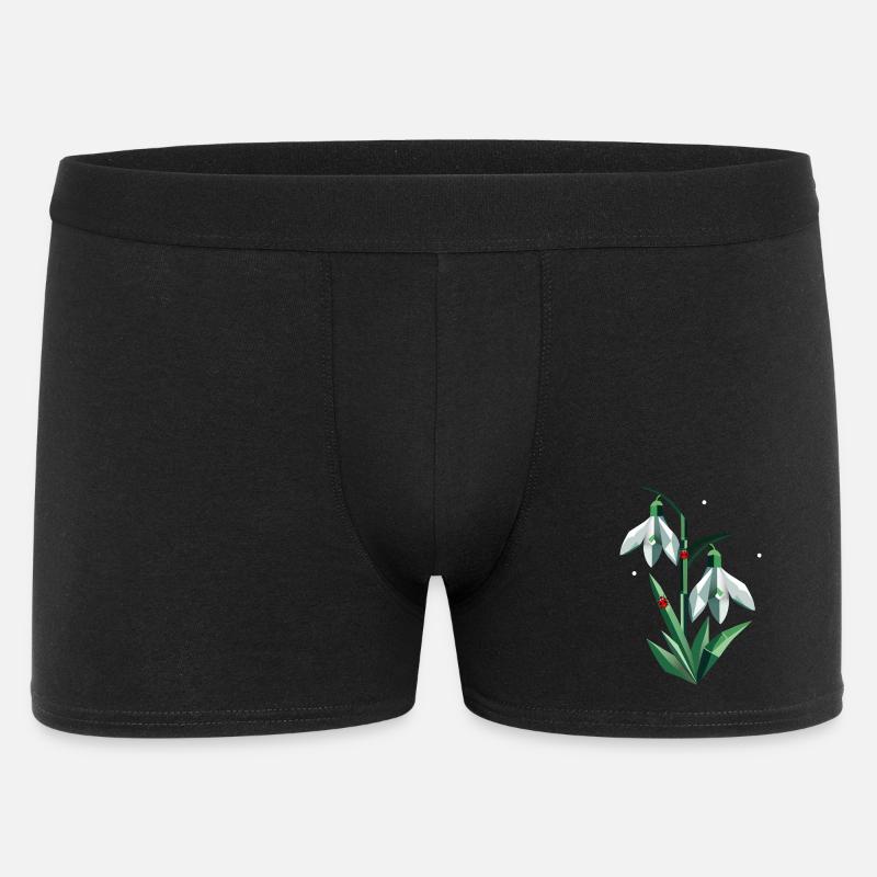 Zwei Schneeglöckchen mit Marienkäfern - Männer Boxer Shorts - Schwarz