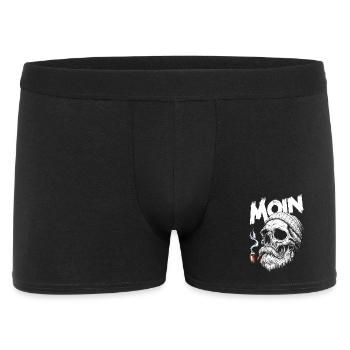 Moin Skull Totenkopf Pfeife Hamburg Plattdeutsch - Männer Boxer Shorts - Schwarz - Vorne