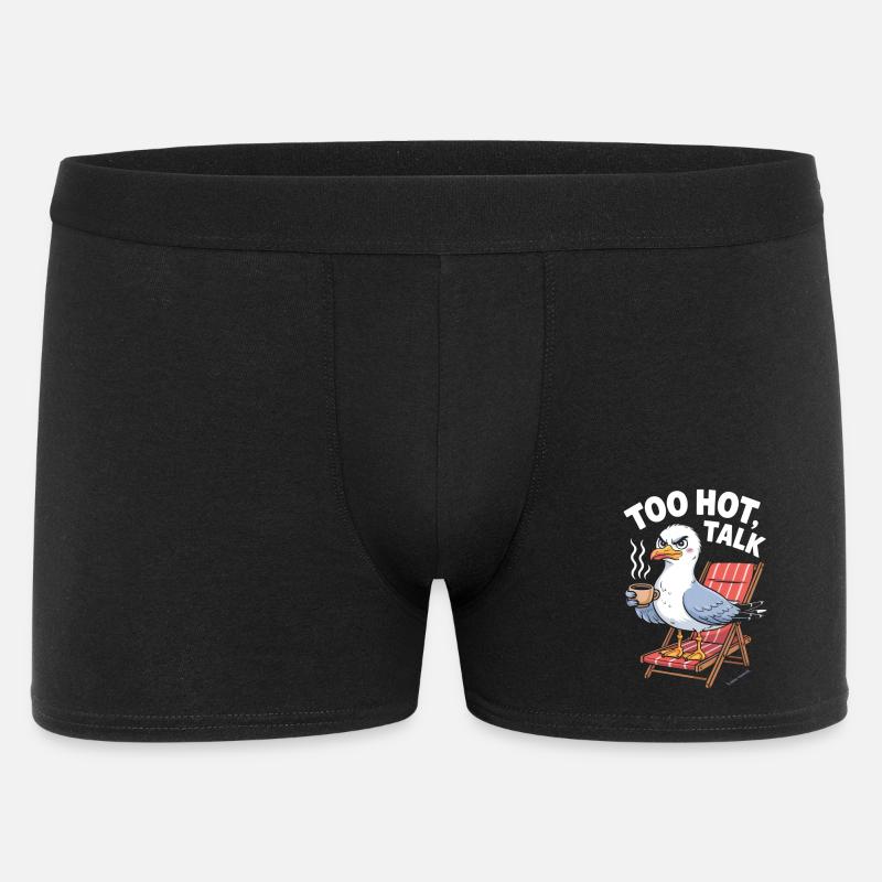 Sassy Seagull Relaxing with Coffee - Men's Boxer Shorts - black