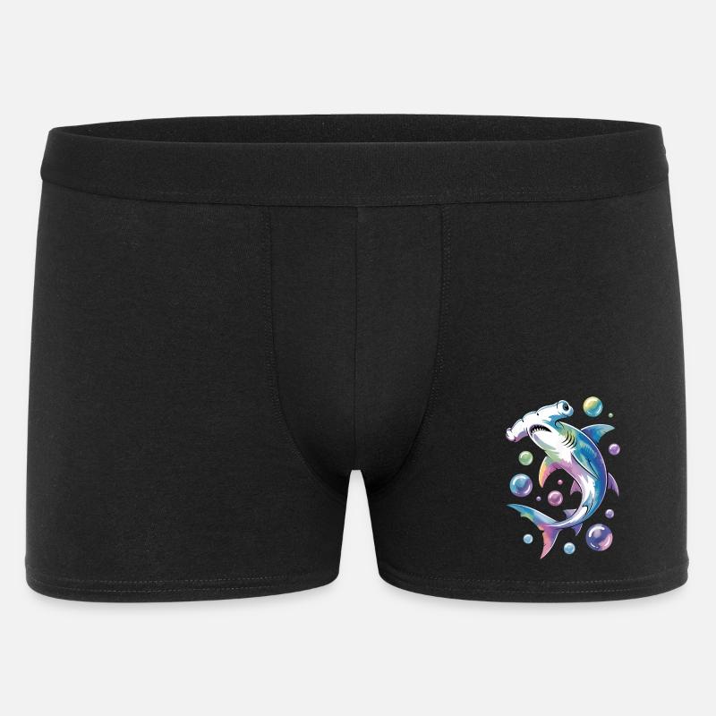 Vibrant Shark with Bubble Accents - Men's Boxer Shorts - black