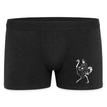 Polizist reitet auf einem lebhaften Strauß - Männer Boxer Shorts - Schwarz - Vorne