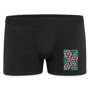 Lila Blumen Muster Boho Flora  - Männer Boxer Shorts - Schwarz - Vorne