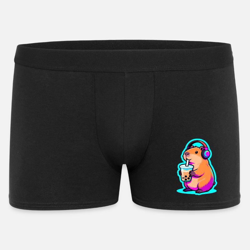 Süßes Capybara Bubble Tea Kawaii Tier Geschenk - Männer Boxer Shorts - Schwarz