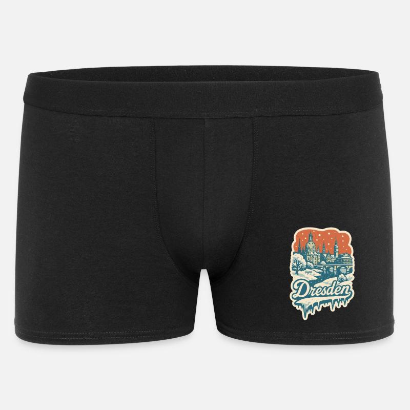 Dresden im verschneiten Winterzauber - Männer Boxer Shorts - Schwarz