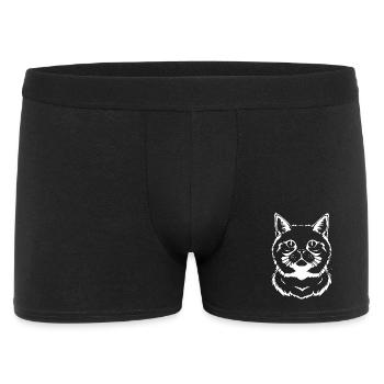 Katze Silhouette weiß Geschenk Katzenliebhaber - Männer Boxer Shorts - Schwarz - Vorne