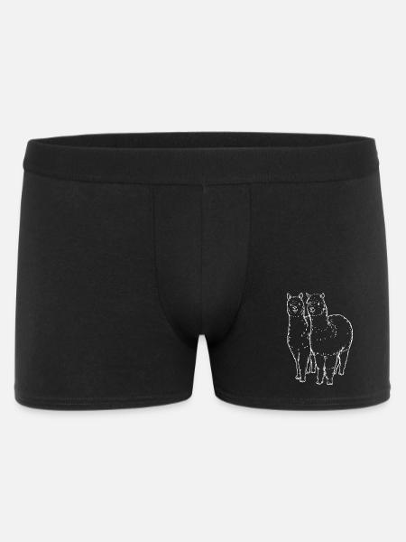 Two Alpaca Llama Lines Drawing - Men's Boxer Shorts - black