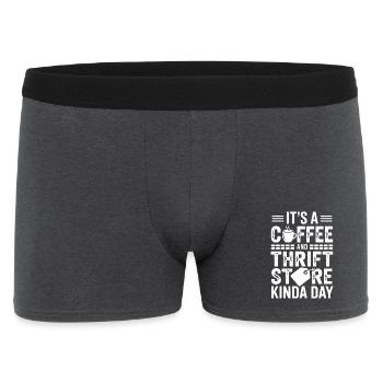 Coffee Thrift Store Day Graphic - Men's Boxer Shorts - charcoal grey - Front