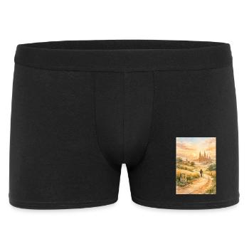 Peinture du pèlerin à Saint-Jacques-de-Compostelle - Boxer Homme - noir - Devant