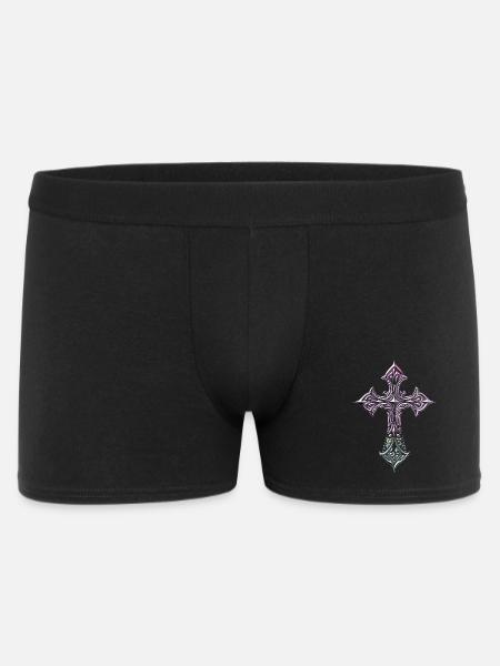 Iridescent Filigree Cross - Men's Boxer Shorts - black