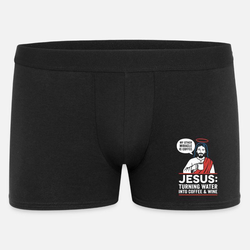 Jesus Coffee Miracle Graphic - Men's Boxer Shorts - black