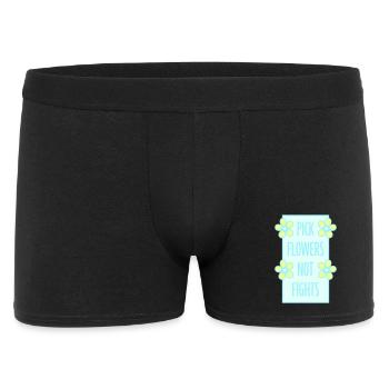 Pick Flowers Not Fights Flowers Peace Funny Logo - Men's Boxer Shorts - black - Front