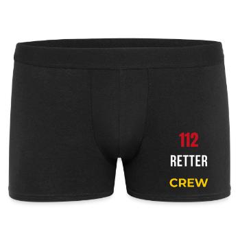 112 Retter Crew – Feuerwehr & Blaulicht Team - Männer Boxer Shorts - Schwarz - Vorne