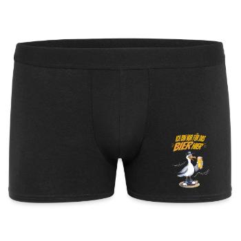 Ich bin nur fürs Bier hier Möwe Fun Shirt - Männer Boxer Shorts - Schwarz - Vorne