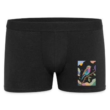 Design de rouleau poitrine lilas oiseau coloré - Boxer Homme - noir - Devant