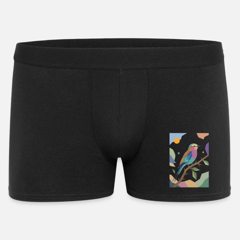 Bunter Vogel Fliederbrustwalze Design  - Männer Boxer Shorts - Schwarz