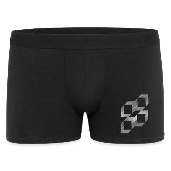 Geometrische Streifenquadrate Raster - Männer Boxer Shorts - Schwarz - Vorne