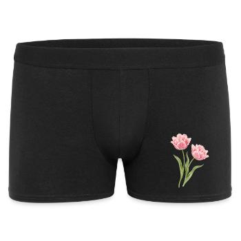 Pink Parrot Tulips Floral Motif - Men's Boxer Shorts - black - Front