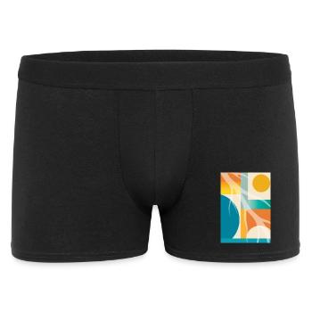 Géométrie abstraite avec formes organiques rétro - Boxer Homme - noir - Devant