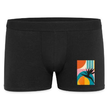 Geometric Bird of Paradise Flower Retro Tropical Art - Men's Boxer Shorts - black - Front