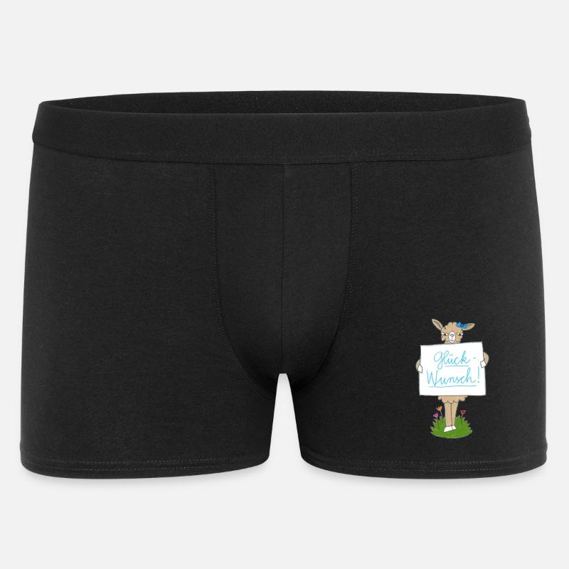 Lama mit Glückwunsch Schild - Männer Boxer Shorts - Schwarz