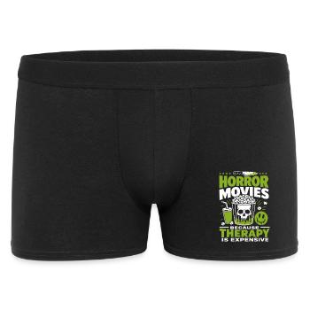 Horror Movies Because Therapy Expensive - Männer Boxer Shorts - Schwarz - Vorne