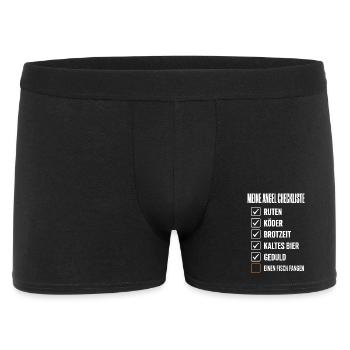 Meine Angel Checkliste Lustiges Angler Motiv mit - Männer Boxer Shorts - Schwarz - Vorne