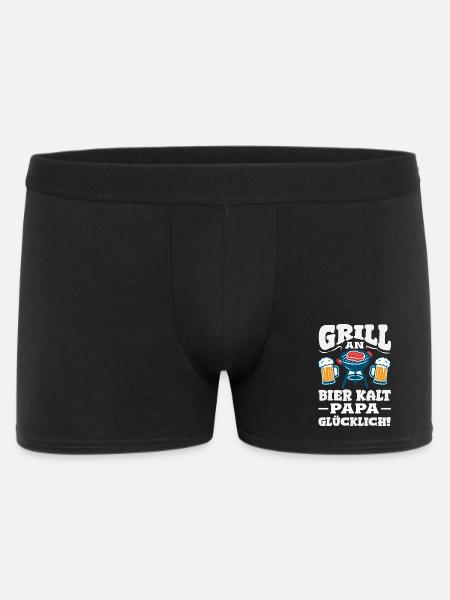 Grillmeister Geschenk Fleisch Wurst & Bier - Männer Boxer Shorts - Schwarz