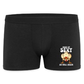 Humor, Chiken-Frauen sagen - Männer Boxer Shorts - Schwarz - Vorne
