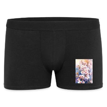 Aquarellfarben pastellfarbene Kirschblüten - Männer Boxer Shorts - Schwarz - Vorne