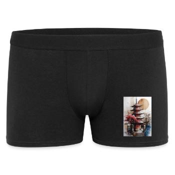 Zen Sun Watercolor Pagoda - Men's Boxer Shorts - black - Front