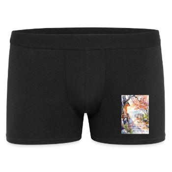 Blumenpfad in Aquarell - Männer Boxer Shorts - Schwarz - Vorne
