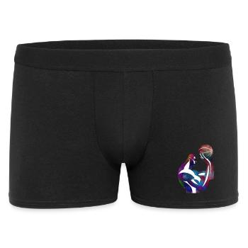 Basketballspieler in farbenfroher Abstraktion - Männer Boxer Shorts - Schwarz - Vorne
