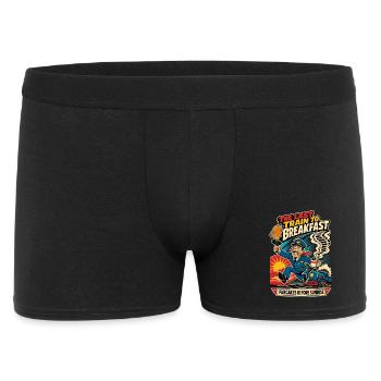 Le dernier train pour le petit-déjeuner – Humour ferroviaire - Boxer Homme - noir - Devant