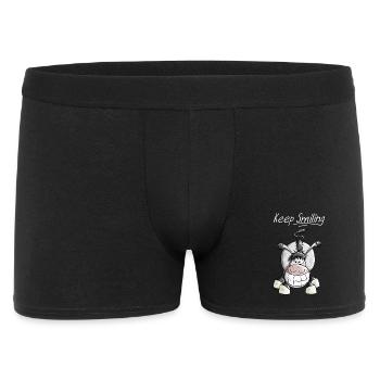 Keep Smiling Esel - Männer Boxer Shorts - Schwarz - Vorne