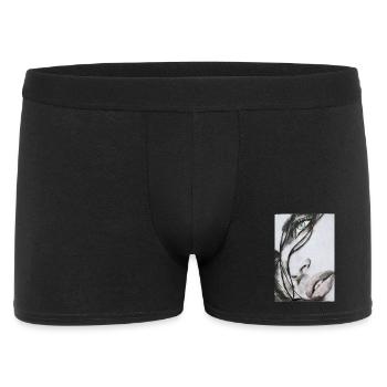 Schöne Frau Portrait – Realistische Skizze - Männer Boxer Shorts - Schwarz - Vorne