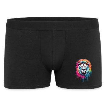 Bunter Löwenkopf - Männer Boxer Shorts - Schwarz - Vorne