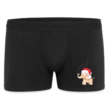 Fröhlicher Elefant zu Weihnachten - Männer Boxer Shorts - Schwarz - Vorne