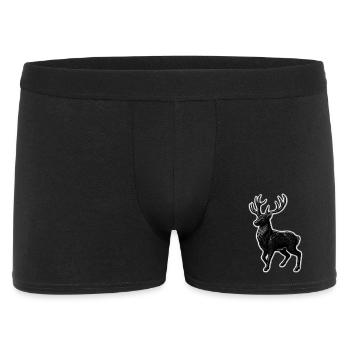 Schwarzer Hirsch Geweih Patchmotiv - Männer Boxer Shorts - Schwarz - Vorne