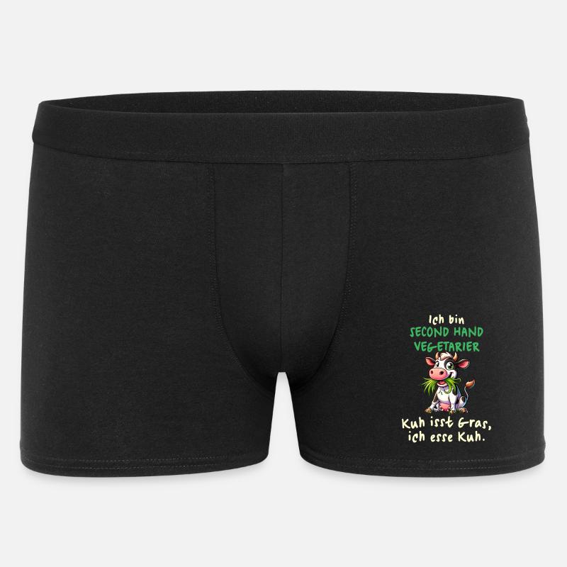 Second Hand Vegetarier – Lustiges Kuh-Design - Männer Boxer Shorts - Schwarz