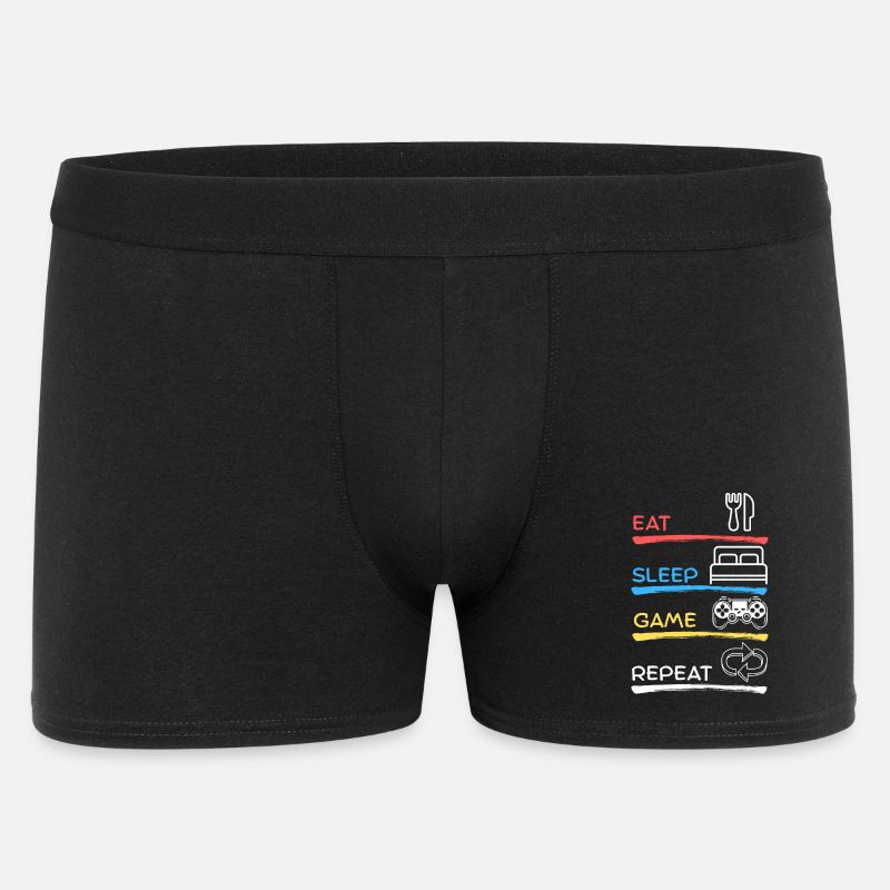 Eat Sleep Game Repeat - Männer Boxer Shorts - Schwarz