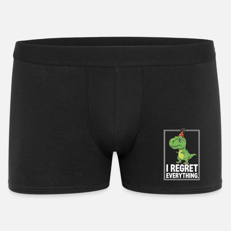 Dino Partyhut I Regret Everything - Männer Boxer Shorts - Schwarz
