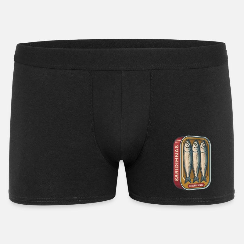 Retro Sardinen Dose mit Tomaten - Männer Boxer Shorts - Schwarz